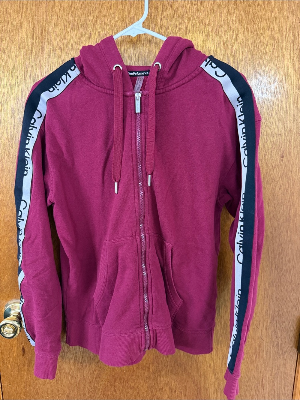 Calvin Klein Kids Burgundy Hooded Zip Jacket with Logo Tape